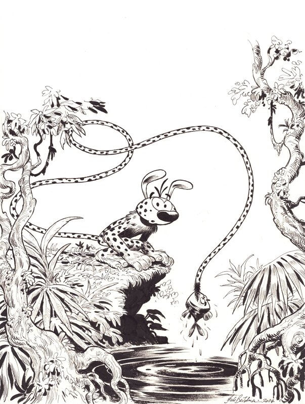 En vente - Federico Bertolucci, Frédéric Brrémaud, Marsupilami (comicbook cover) - Couverture originale