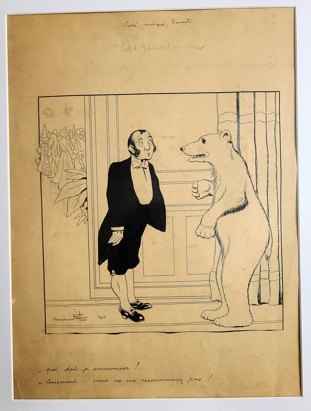 Benjamin Rabier, Paré, masqué, travesti ... ou comme un ours mal léché - Illustration originale