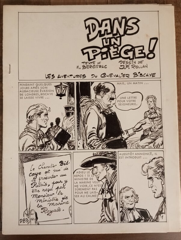 En vente - J.F. Rollan, Claude Pascal, Episode complet de 18 planches originales du Chevalier Biscaye - Planche originale