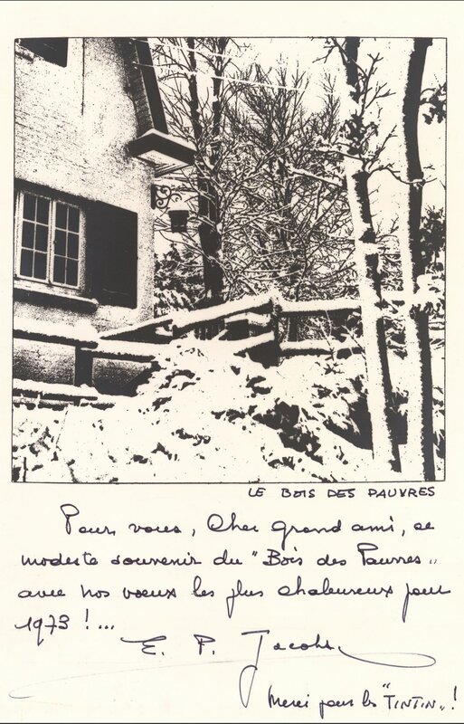 Carte de vœux - Bois des pauvres (domicile d'EP Jacobs) - Dédicace