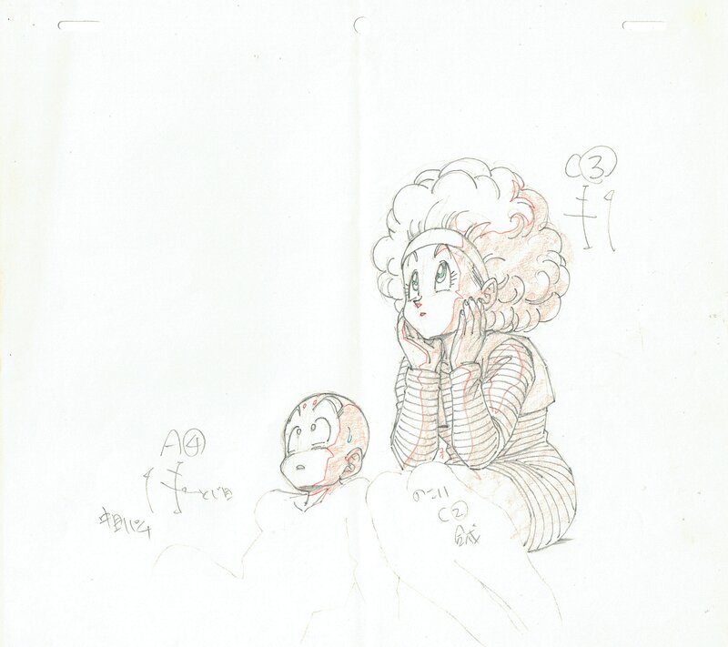 For sale - Akira Toriyama, Toei Animation, Dragon Ball Z - Krilin et Bulma - Original art