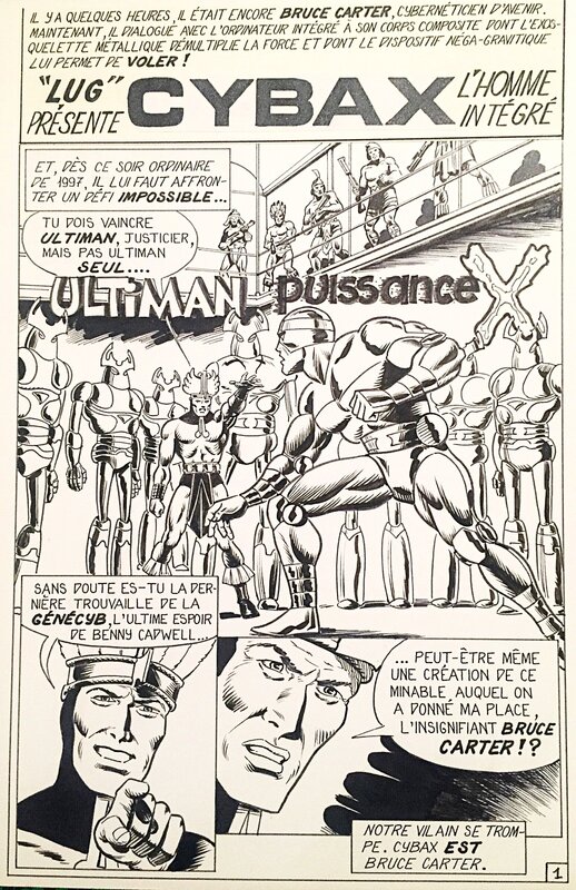 Amouriq, Cybax#2, Ultiman Puissance X, planche n°1 titre, Lug, 1982. - Planche originale