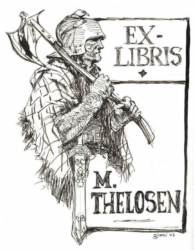 Gary Gianni, Bran Mak Morn Ex Libris - Illustration originale