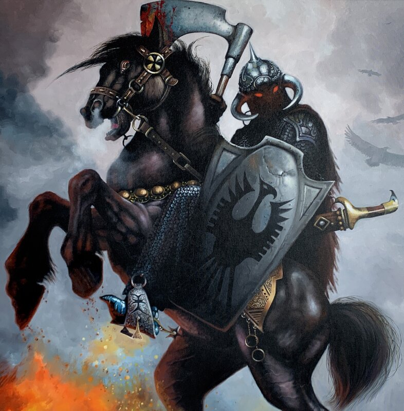 En vente - Martin Rodriguez, Death Dealer - Hommage à Frank Frazetta - Œuvre originale