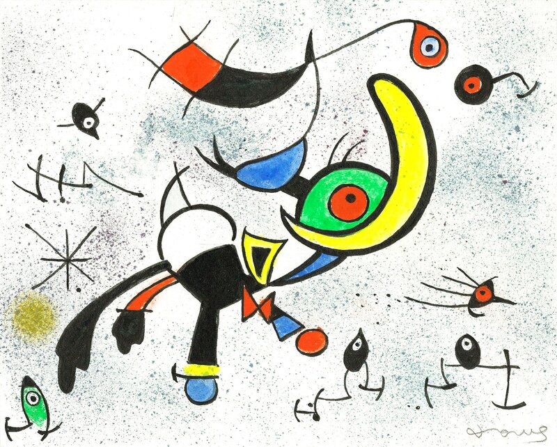 En vente - Tony Fernandez, Donald Duck inspiré par Joan Miró (1971) - Illustration originale