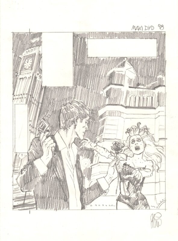 Angelo Stano, Dylan Dog et fille zombie - Original Illustration