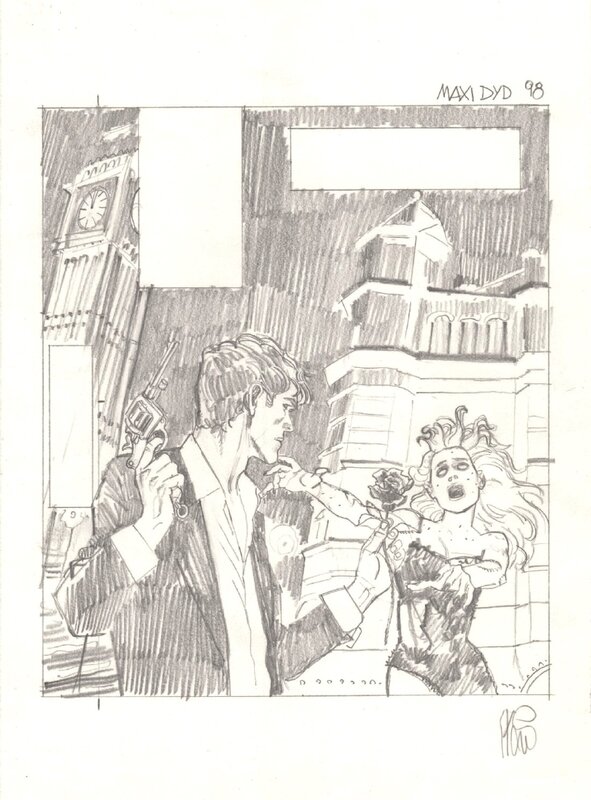 Angelo Stano, Dylan Dog et fille zombie - Illustration originale