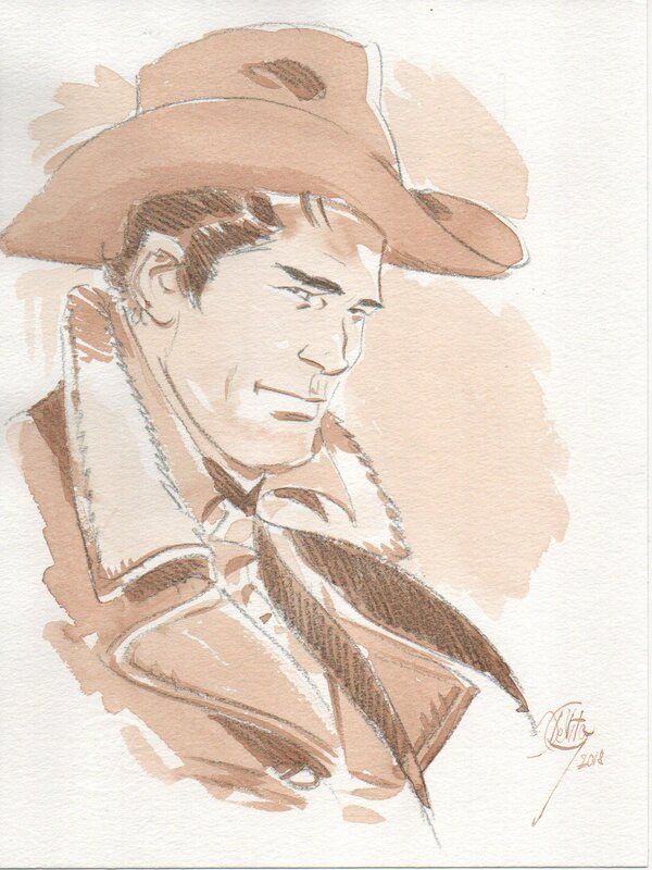En vente - Tex portrait par Giulio de vita - Illustration originale
