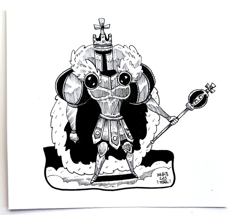 Dessin original de l'Inktober 2023 : King of Cards de Shovel Knight par oTTami ! - Illustration originale