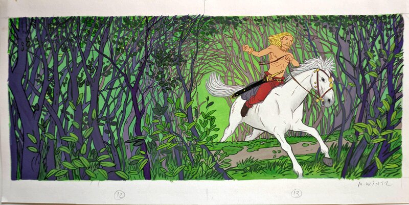 En vente - Nicolas Wintz, Vercingétorix - Le cheval blanc - Illustration originale