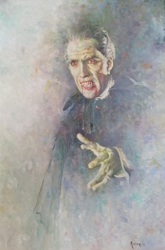 For sale - Maren Pérez-Clemente, Dracula, Christopher Lee - Grand format - Original Illustration