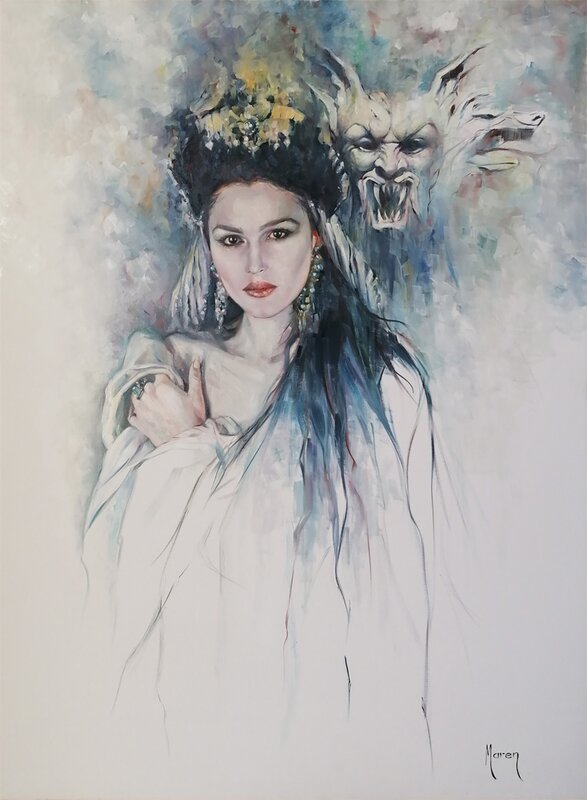 En vente - Maren Pérez-Clemente, Dracula, Monica Belucci - Grand format - Illustration originale