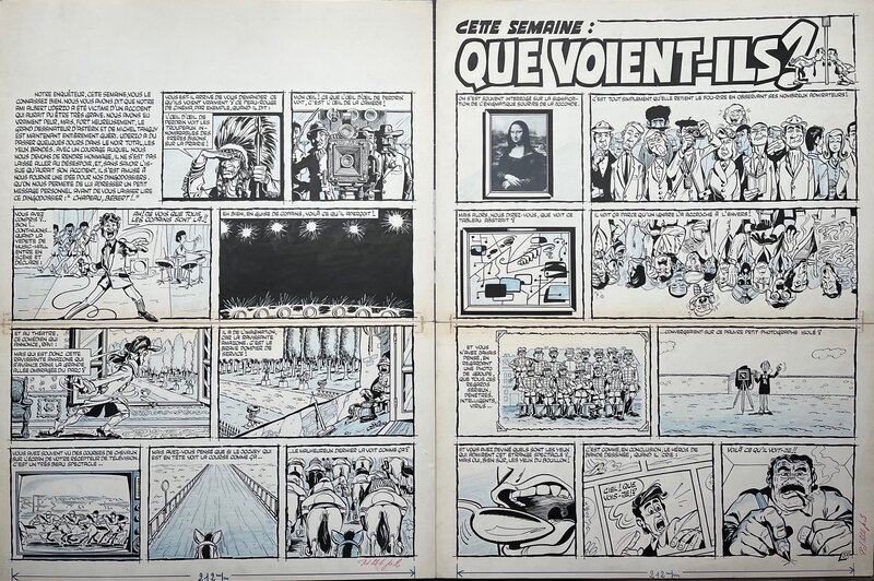 Gotlib, René Goscinny, Dingodossiers - Que voient-ils ? - Planche originale