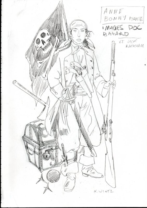 En vente - Anne Bonny - Pirate par Nicolas Wintz - Illustration originale