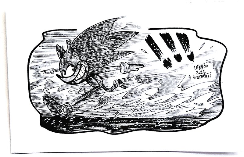 Dessin original de l'Inktober 2023 : Sonic par oTTami - Illustration originale