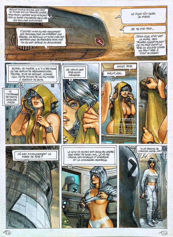 For sale - Juan Giménez, Le Quatrième Pouvoir Tome 4 Meurtres sur Antiplona, Planche originale couleur 27 - Comic Strip
