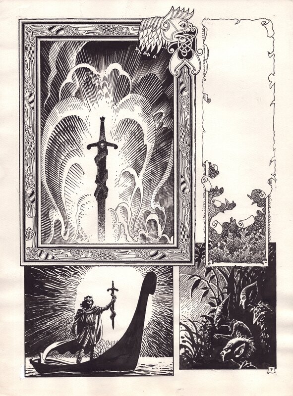 En vente - Enrique Alcatena, Robin Wood, Merlin - Excalibur p. 07 - Planche originale