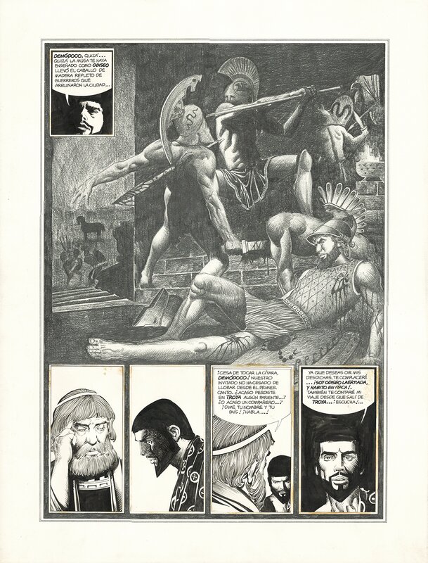 En vente - José María Martín Sauri, L'odyssée 14, page fin d'épisode - Planche originale
