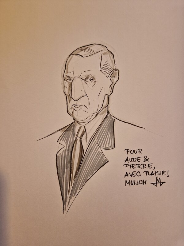 Dédicace de Munch dans Tuez de Gaulle tome 1 - Sketch