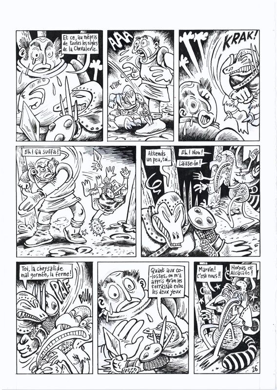 Jean-Christophe Menu, Lewis Trondheim, Joann Sfar, Donjon Monsters #2 Le Géant qui pleure - Planche originale