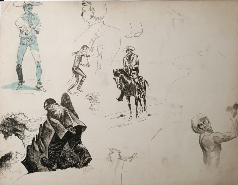 Oeuvre de jeunesse de jean Giraud - Verso - Planche originale