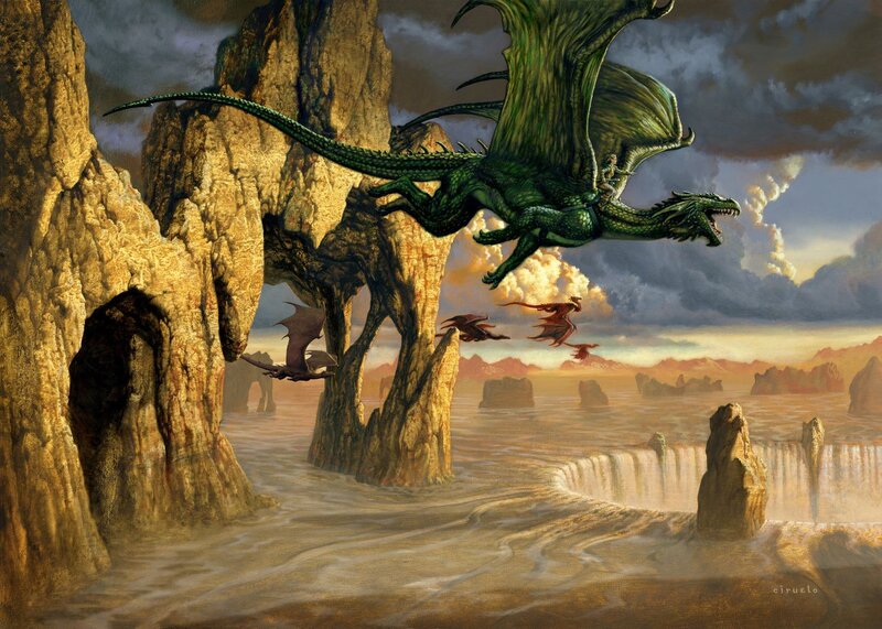 En vente - Dragon Exodus par Ciruelo Cabral - Illustration originale