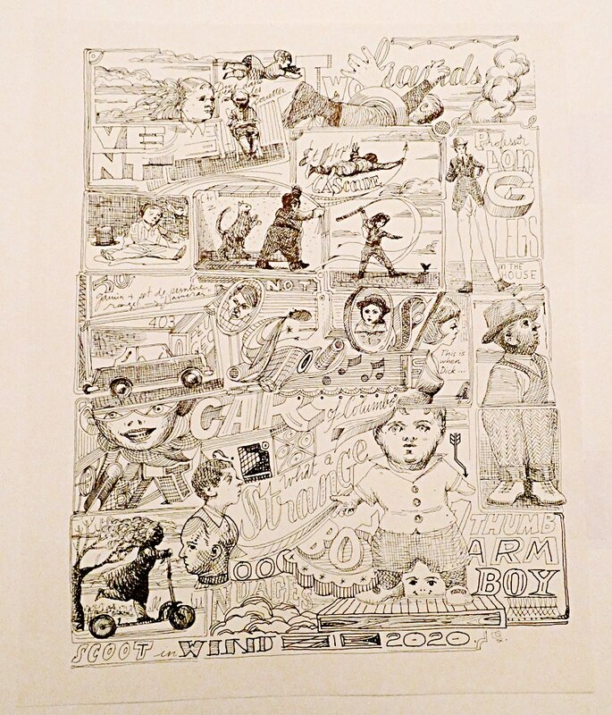 Gérard Dubois, Les Doodles cherchent le chat . - Original Illustration