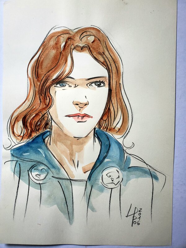 Allessio Lapo, PENSIVE  couleur directe - Original Illustration