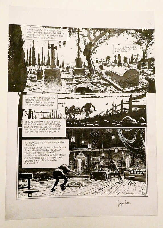 Georges Bess, Très belle séquence du superbe roman de Mary Shelley - Planche originale