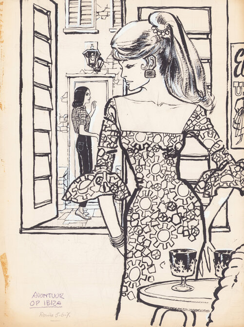 Jan Wesseling & Thé Tjong-Khing (KhiWes) | 1960 | Rosita 05: Avontuur op Ibiza - Illustration originale