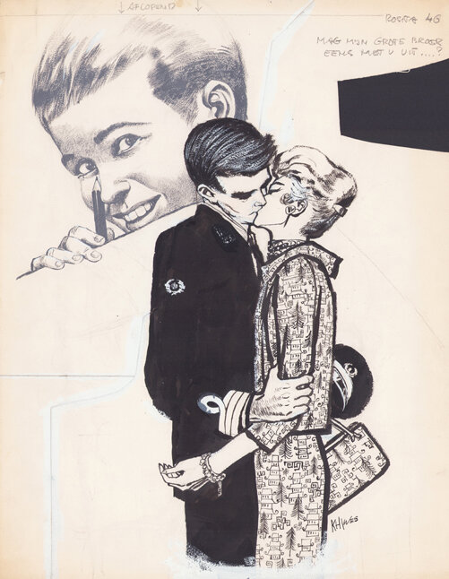 Jan Wesseling & Thé Tjong-Khing (KhiWes) | 1960 | Rosita 46: Mag mijn grote broer eens met u uit - Illustration originale
