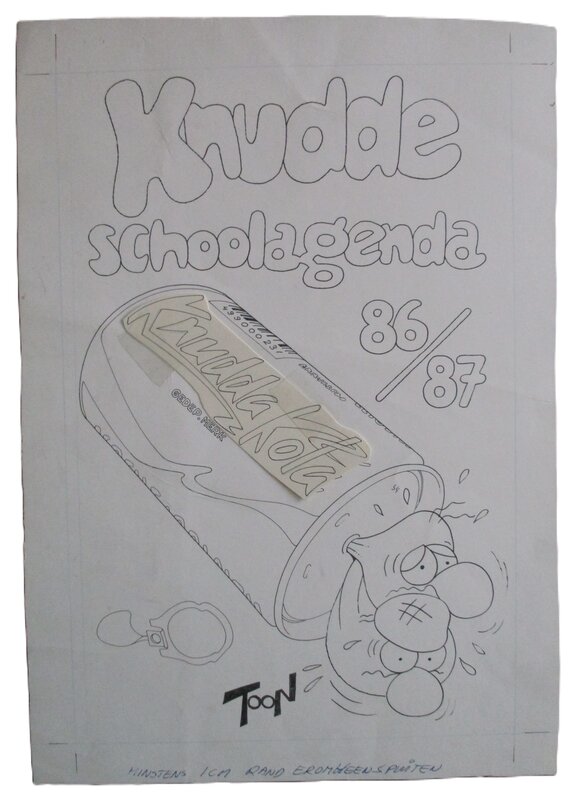 toon van driel, Cover ontwerp Knudde schoolagenda 86/87 - Planche originale