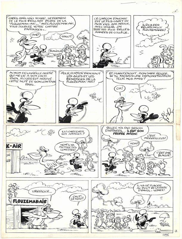 Raymond Macherot, Paul Deliège, Sibylline s'envole planche 3 - Planche originale