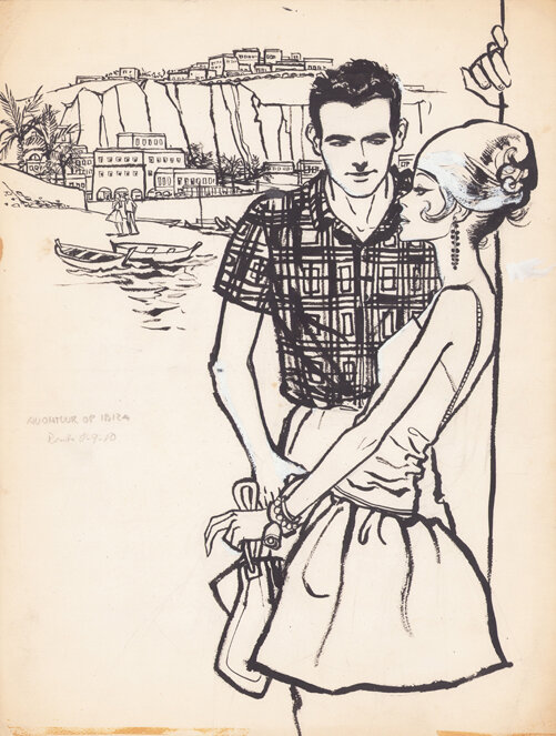 Jan Wesseling & Thé Tjong-Khing (KhiWes) | 1961 | Rosita 08-10: Avontuur op Ibiza - Illustration originale