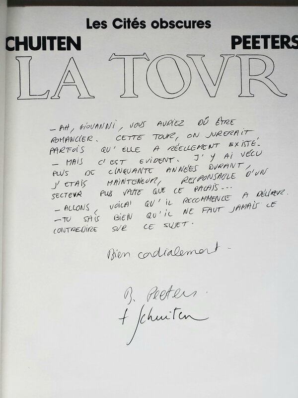 François Schuiten, Benoît Peeters, LES CITES OBSCURES - LA TOUR - Dédicace