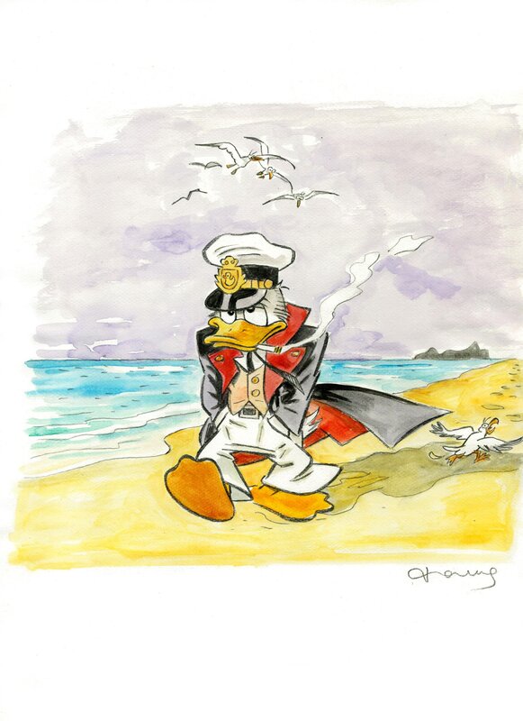 For sale - Tony Fernandez, Donald Duck inspiré par le Corto Maltese d'Hugo Pratt (1967) - Original Illustration