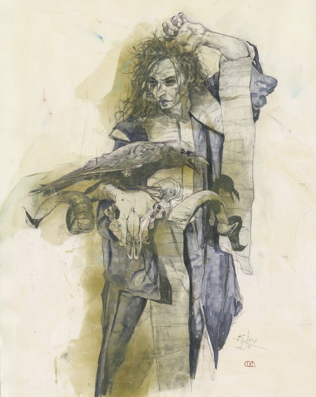 Sandman  study par Kent Williams - Illustration originale