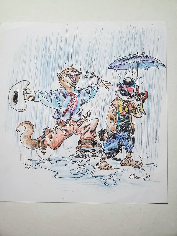 CATBOY IN THE RAIN by Sasha Arsenic - Original Illustration