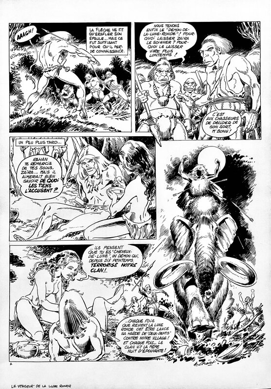 For sale - André Chéret, RAHAN : PLANCHE ORIGINALE N°2 LE VENGEUR DE LA LUNE RONDE (Signée) - Comic Strip