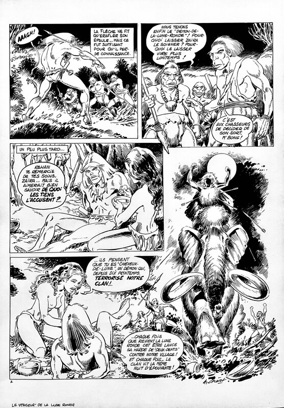 En vente - André Chéret, RAHAN : PLANCHE ORIGINALE N°2 LE VENGEUR DE LA LUNE RONDE (Signée) - Planche originale