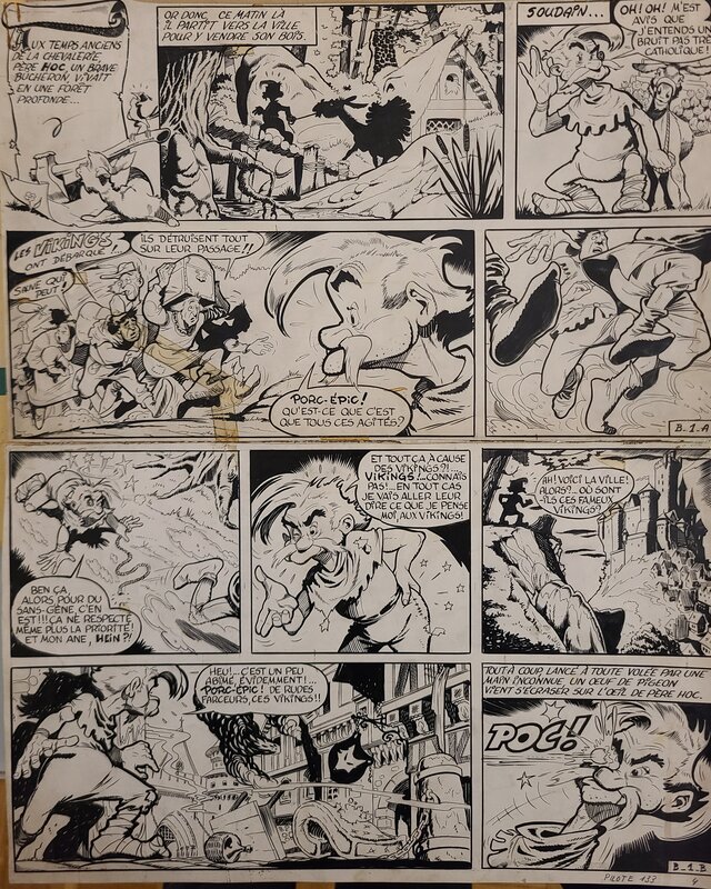 Albert Uderzo, Jean-Michel Charlier, Belloy, Chevalier sans armure (Planche N°1) - Planche originale