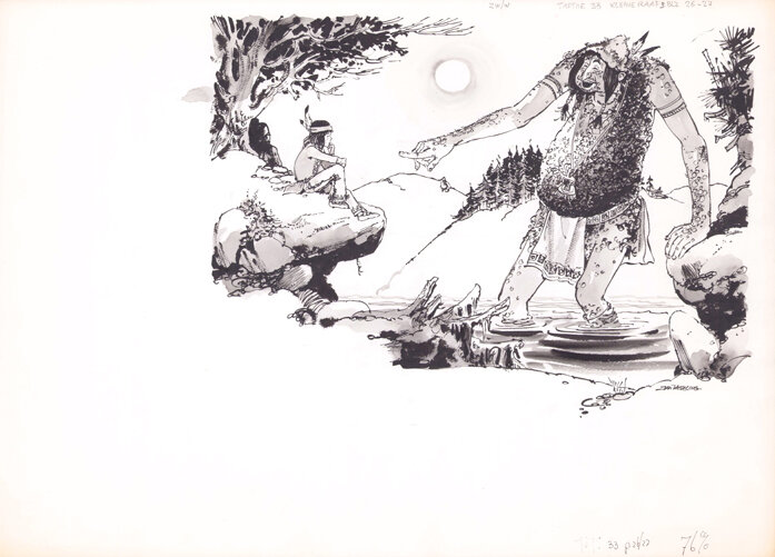 Wesseling, Jan | 1980 | Taptoe 33: Kleine Raaf en de Noordewind~Reus - Original Illustration