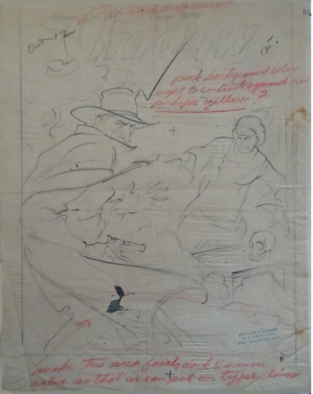 George ROZEN, The SHADOW  dessin préliminaire - Œuvre originale