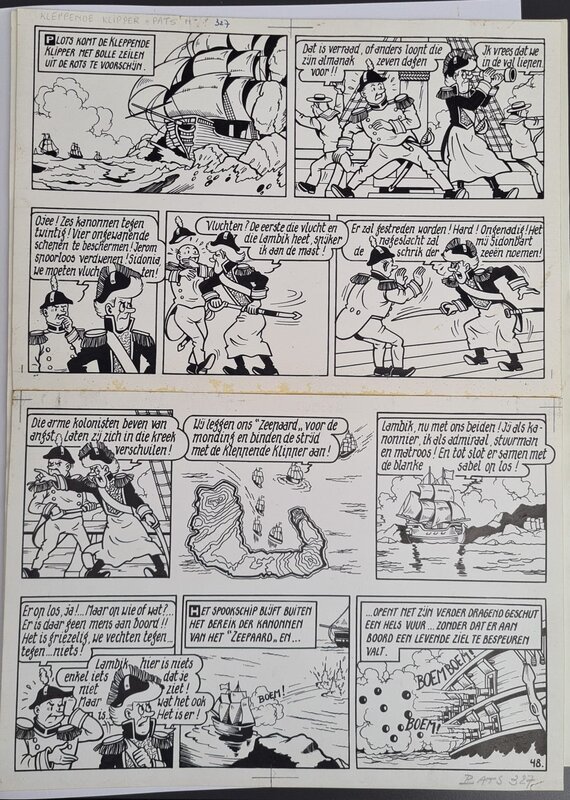 Willy Vandersteen, Eduard De Rop, De kleppende klipper, pagina 48 - Planche originale