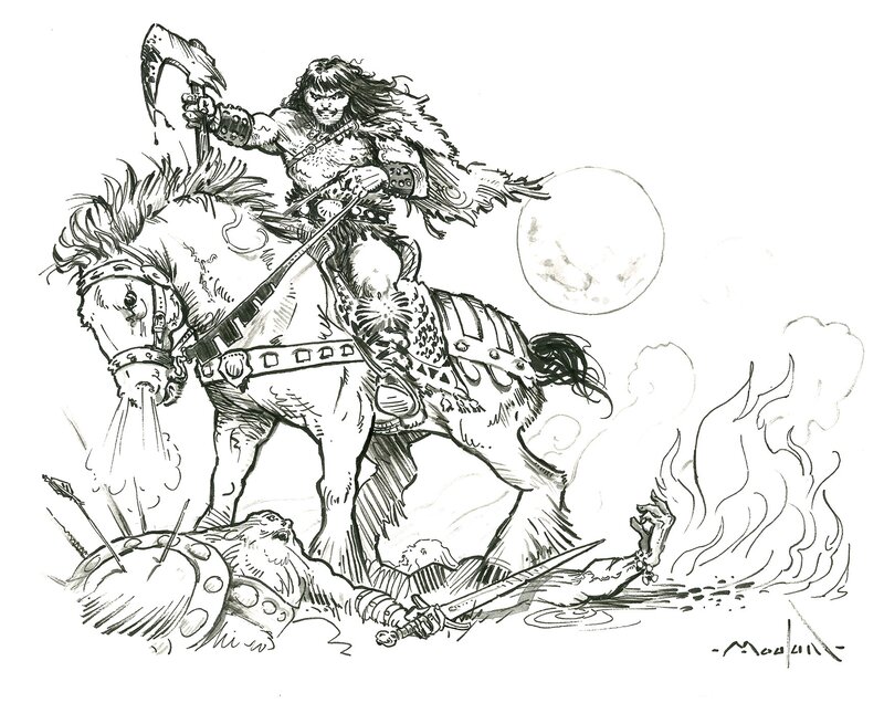 Conan à cheval par Régis Moulun - Illustration originale