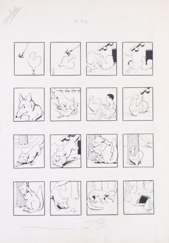 Benjamin Rabier, Le Coq - La Jeunesse illustrée - Planche originale