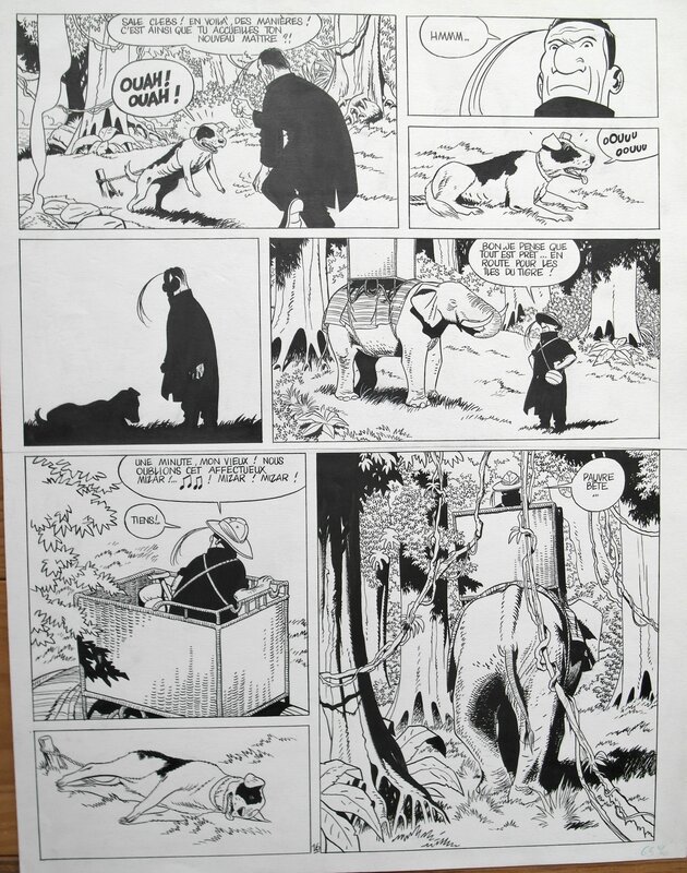 En vente - Frank Le Gall, Théodore Poussin #5: Le trésor du rajah blanc - Planche originale