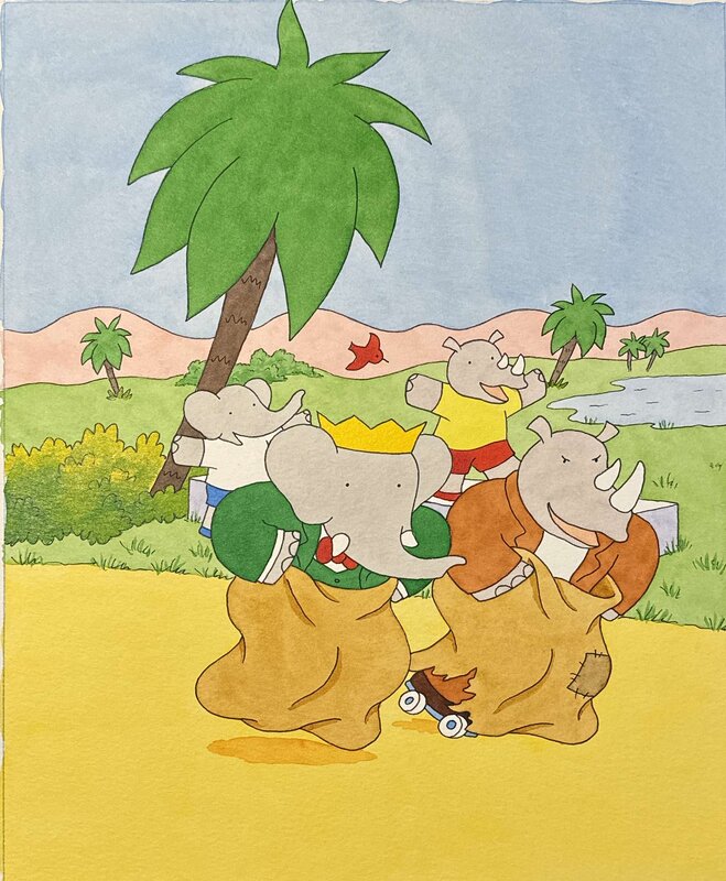 Jean-Claude Gibert, Babar Tels pères Tels fils - Illustration - Planche originale