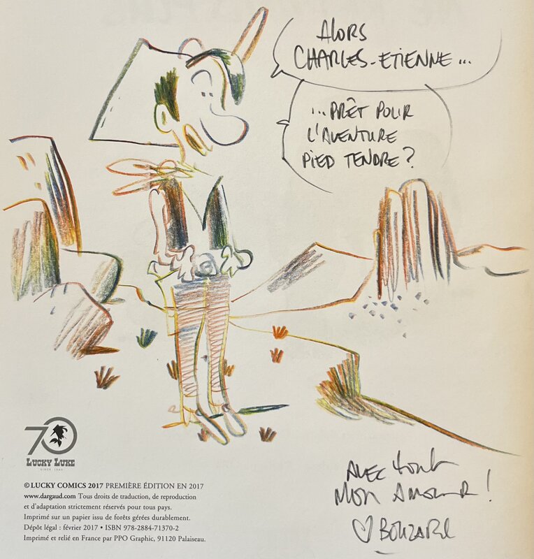 Lucky Luke par Guillaume Bouzard, Morris - Dédicace