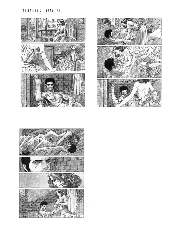 For sale - Philippe Bringel, Scène complète du bain de 3 planches de Blackfoot - Comic Strip